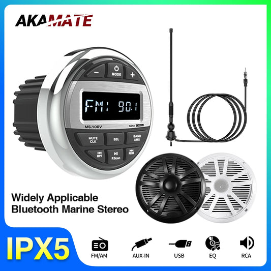 Akamate MS10RV Marine Boat Radio System Bluetooth MP3 Receiver