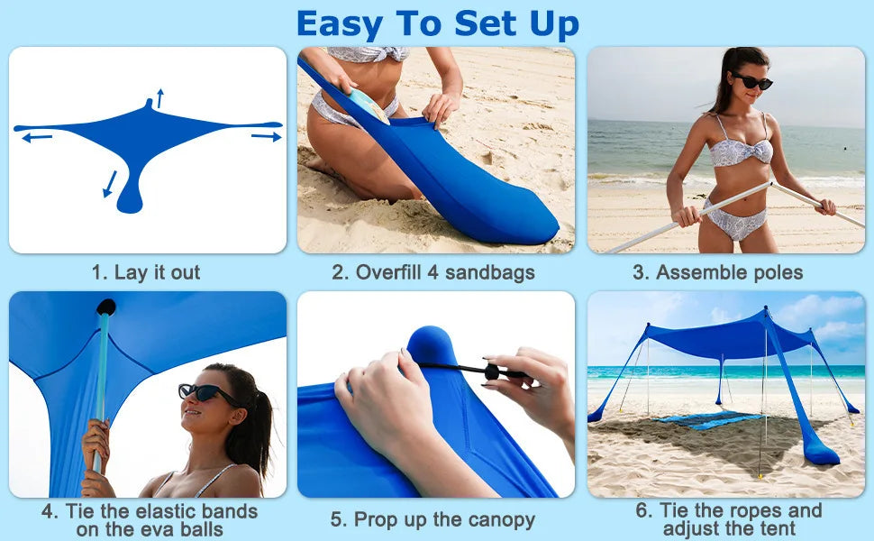 Outdoor Canopy Tent For Lawn Beach Camping Sun Protection Cooling