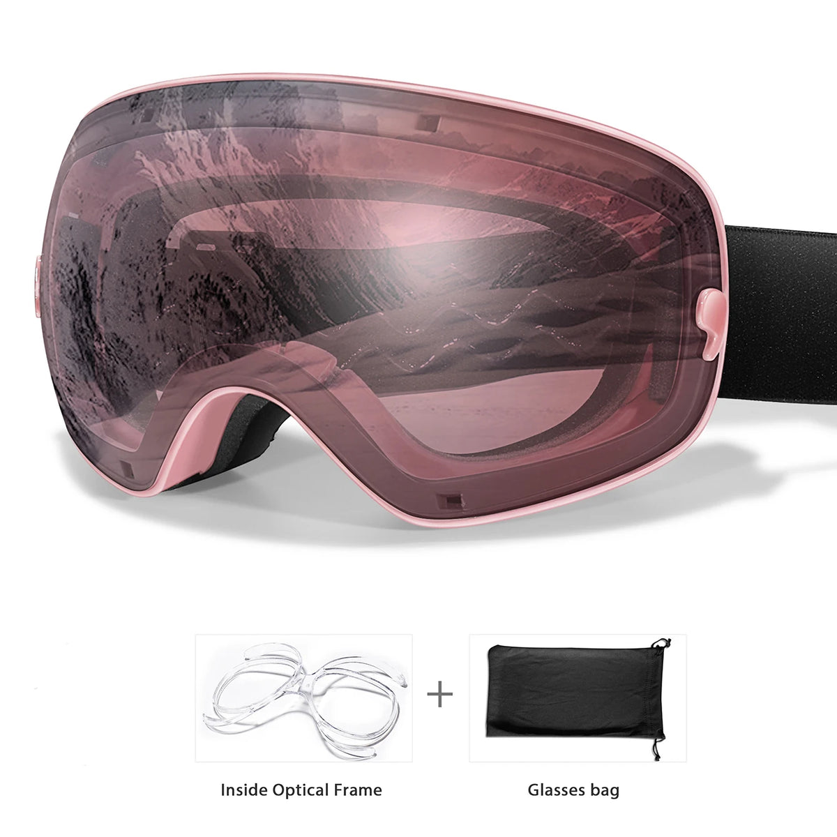 UV400 Anti Fog Snowboard Ski Goggles With Optical Frame