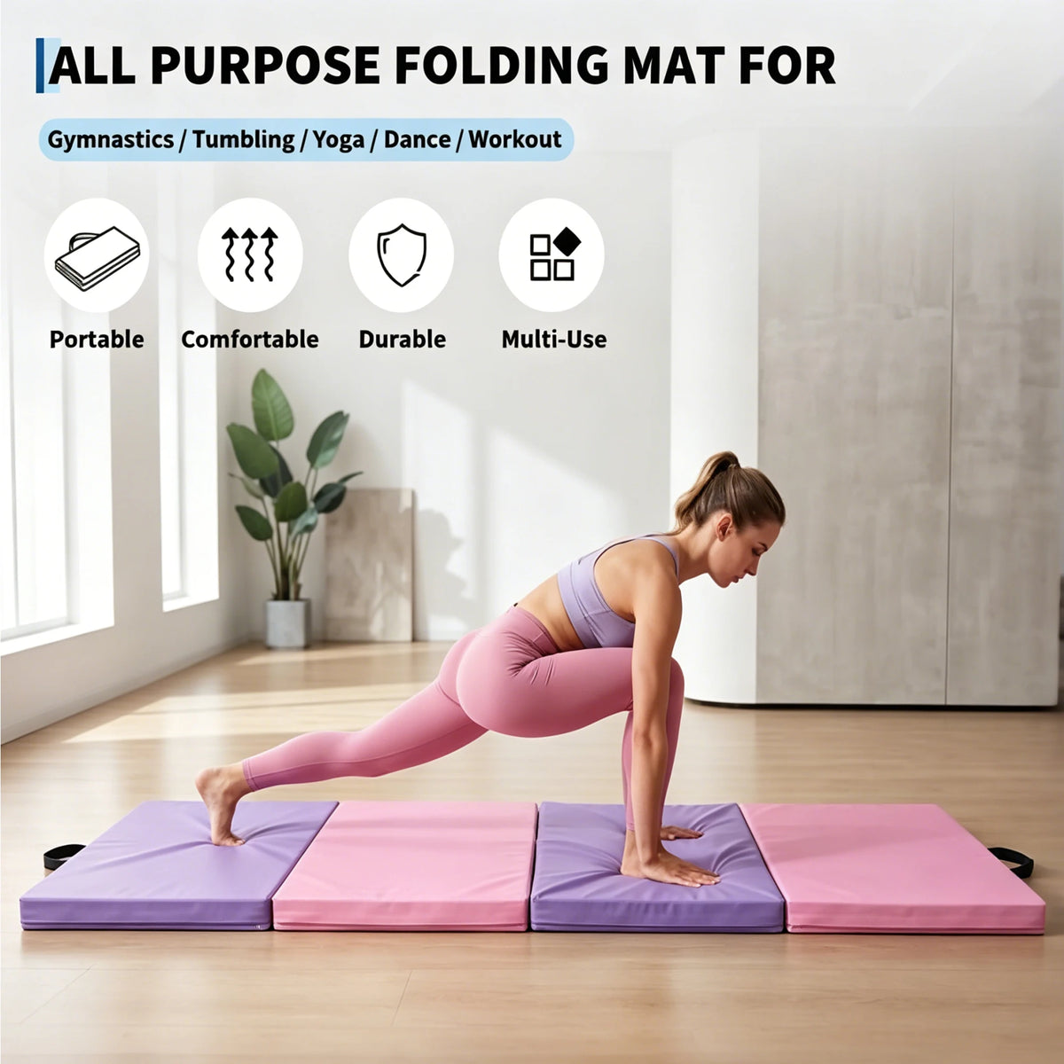 HiMISS Folding Gymnastics Mat for Home Gym Yoga and Tumbling Training