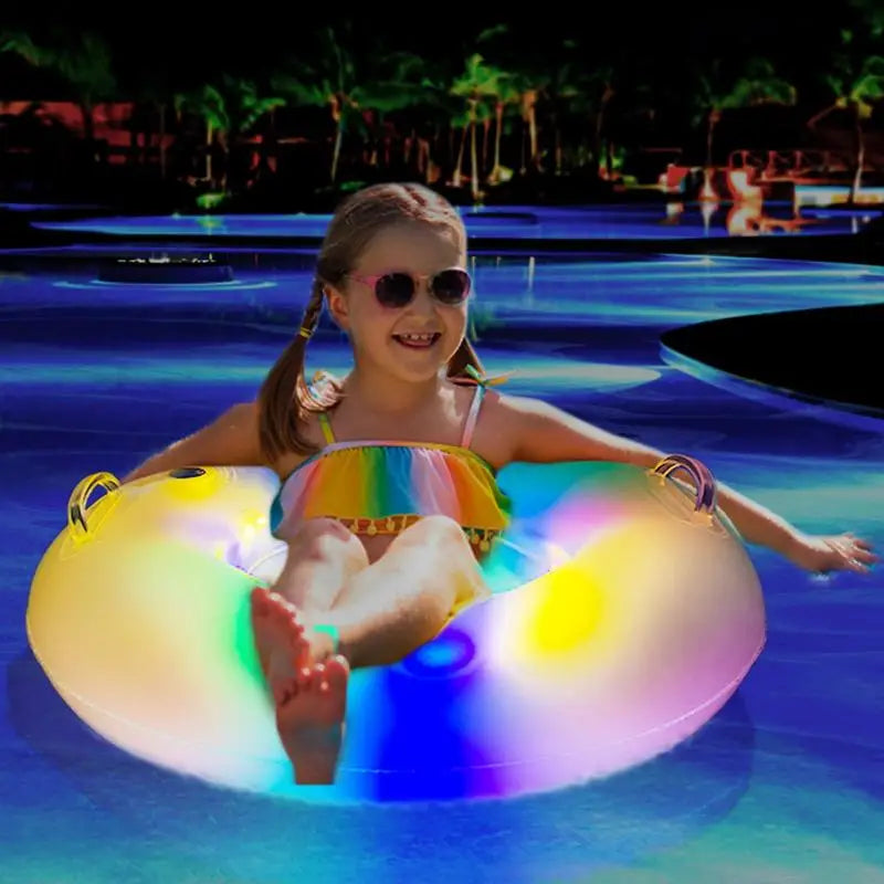Lighted Pool Ring Float For Kids Inflatable Swim Raft Toy