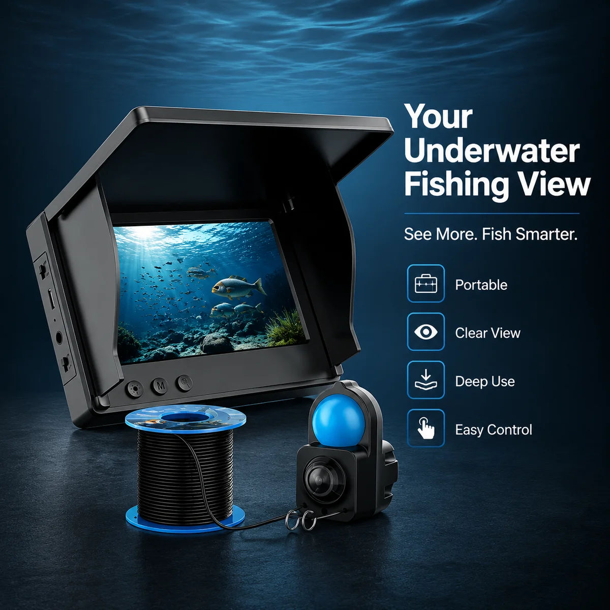 Underwater Fishing Camera With Monitor Night Vision And Depth Finder
