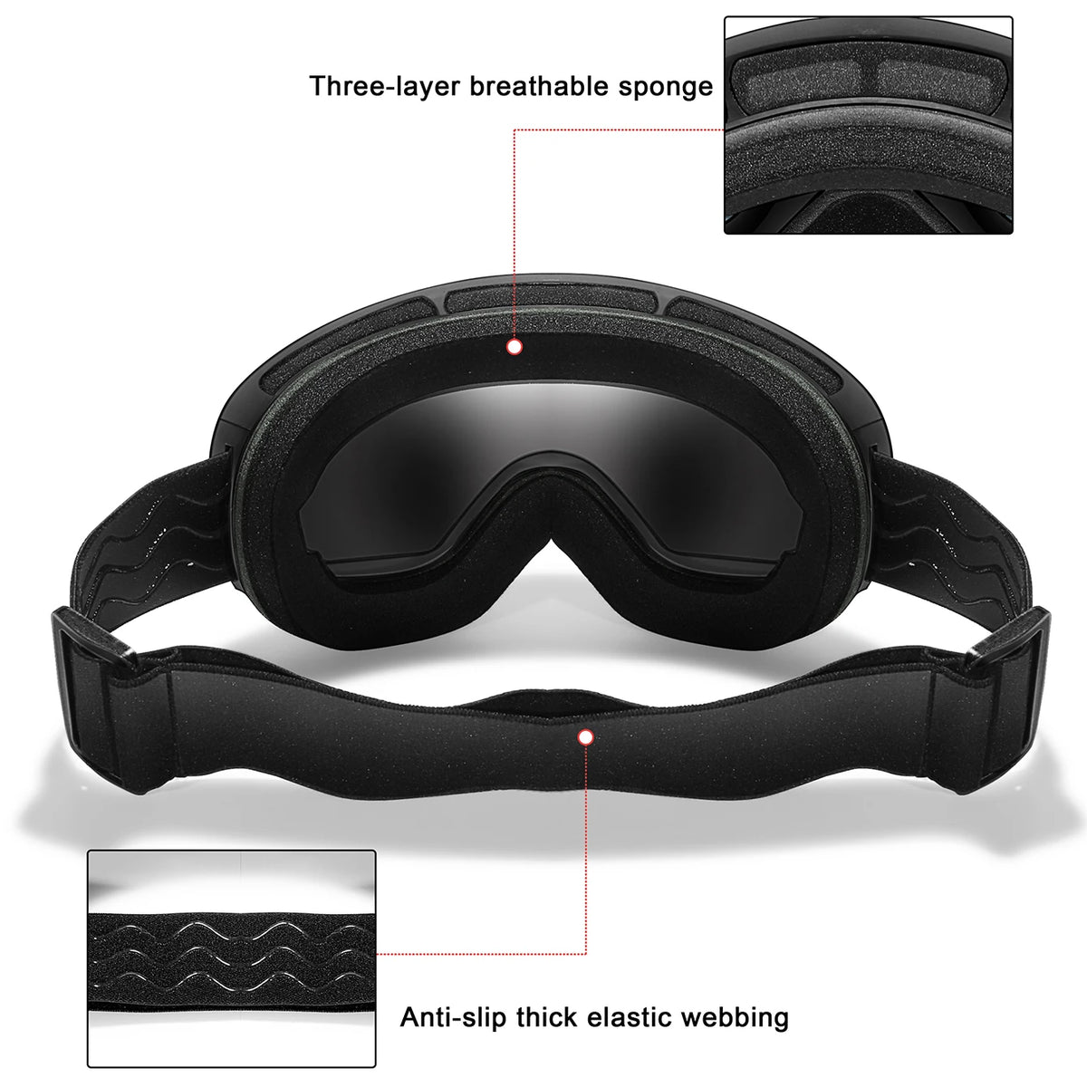 UV400 Anti Fog Snowboard Ski Goggles With Optical Frame