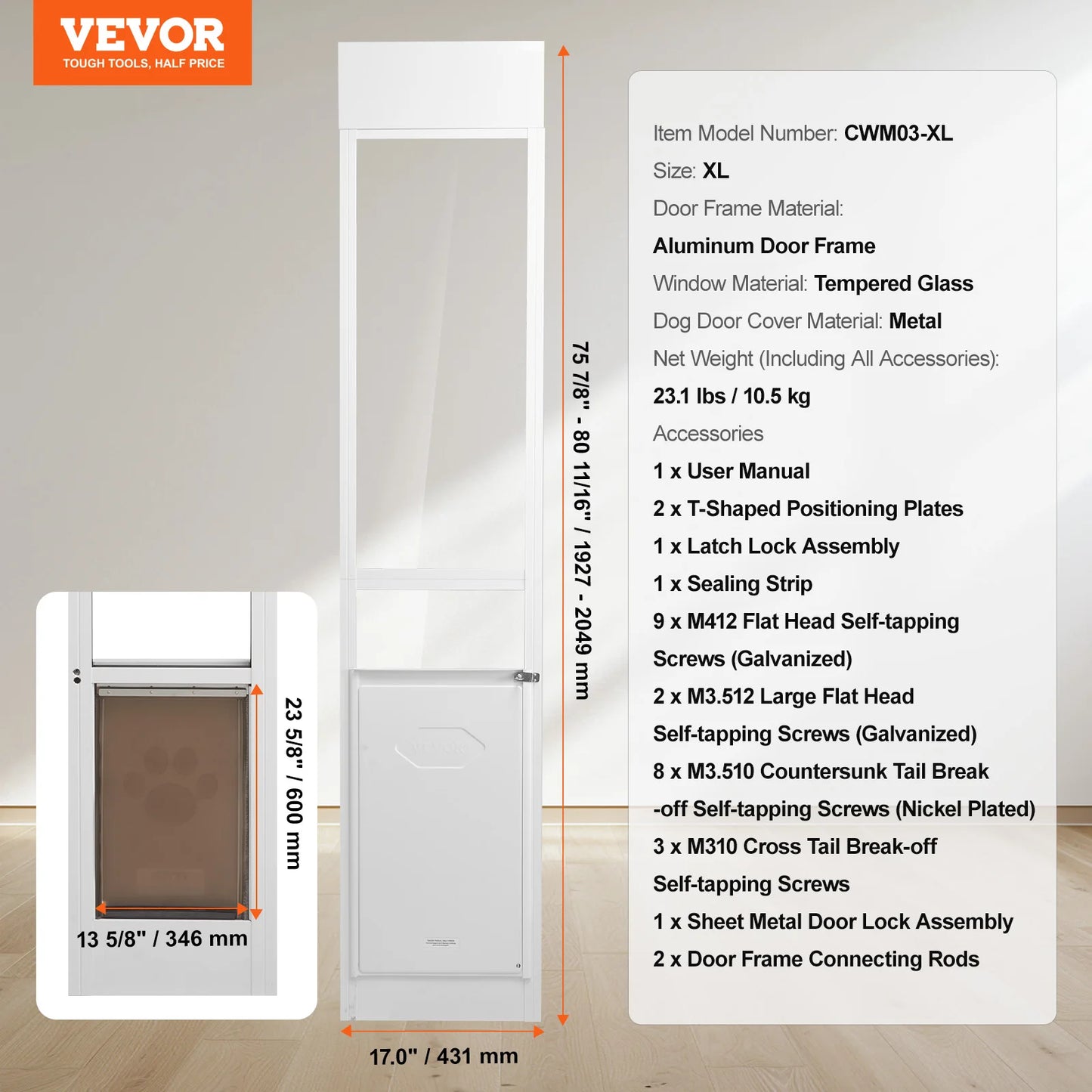 NONEDogDoor Sliding Glass Pet Door For Doors And Gates
