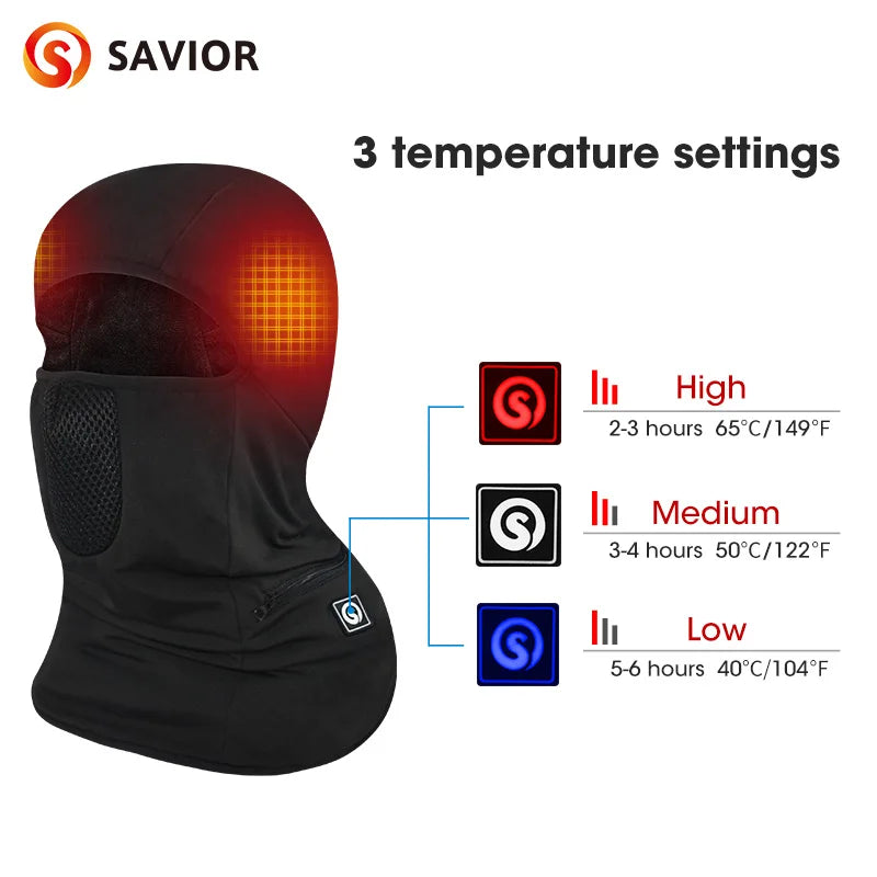 Savior Heat Heated Ski Mask Balaclava With Battery Pack