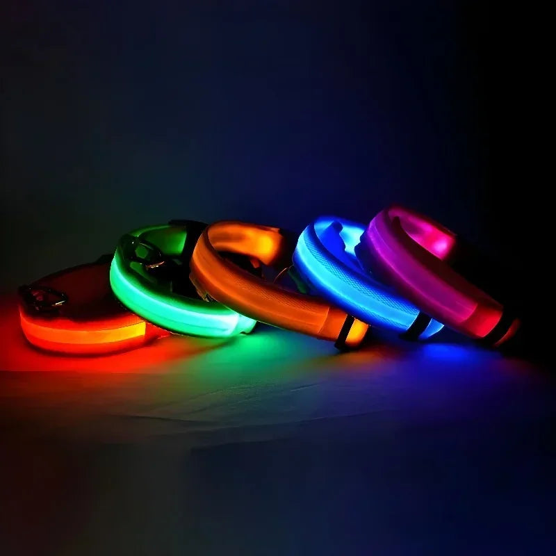NONECN Nylon LED Night Safety Dog Collar For Pets Luminous