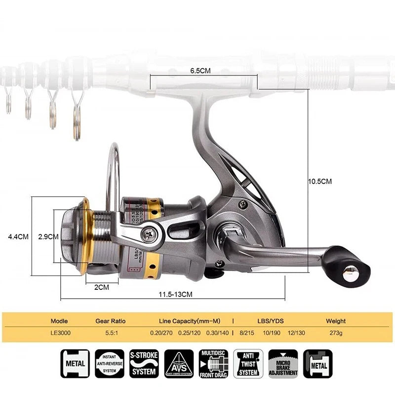 Telescopic Fishing Rod Reel Combo Kit With Hooks And Lures