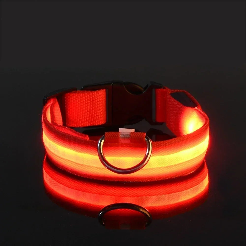 NONECN Nylon LED Night Safety Dog Collar For Pets Luminous