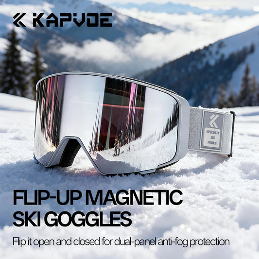 Kapvoe Magnetic Photochromic UV400 Ski Goggles With Anti Fog Protection