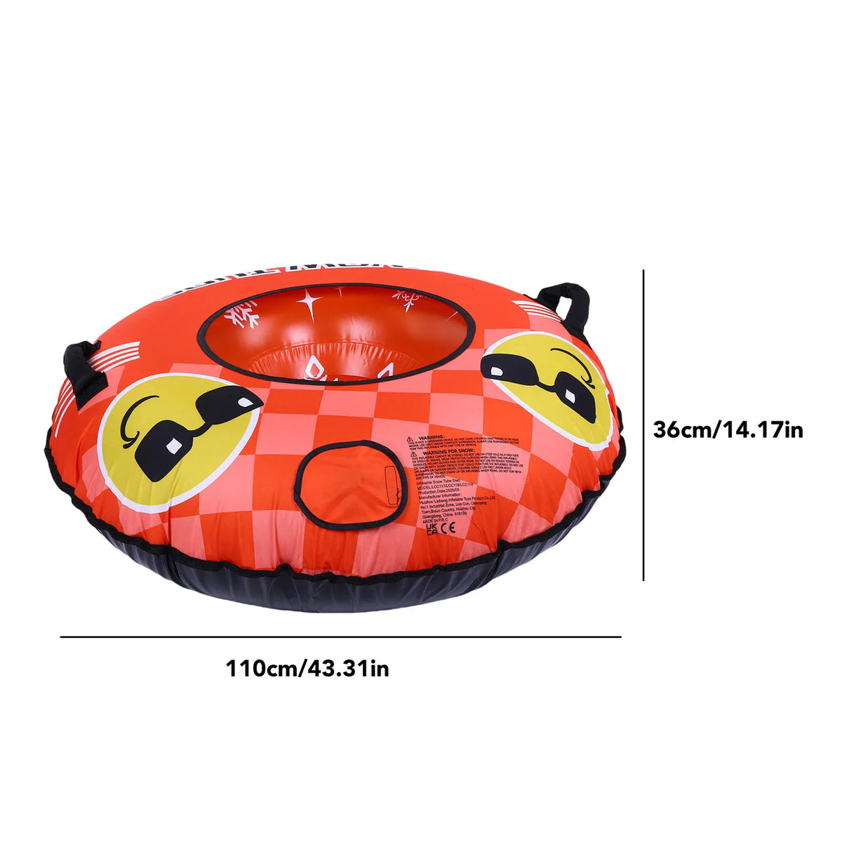 Inflatable PVC Snow Tube Sled With Handles And Towable Strap