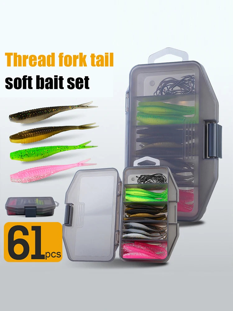 61 Pcs Lure Hook Set With Storage Box Outdoor Fishing