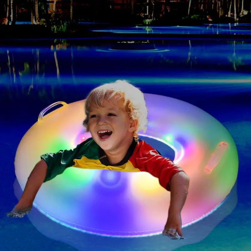 Lighted Pool Ring Float For Kids Inflatable Swim Raft Toy