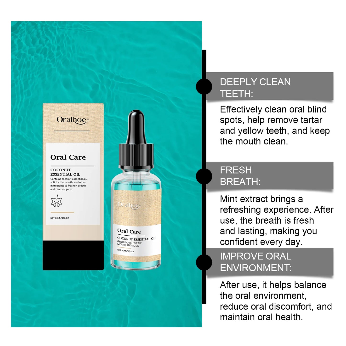 Oralhoe Coconut Mint Oil Pulling Mouthwash Alcohol Free Fresh Breath