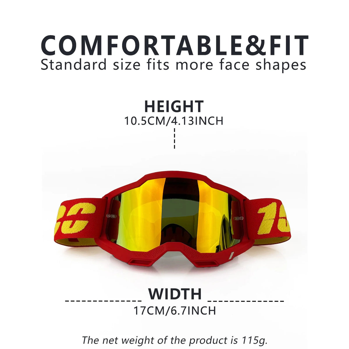 Windproof Dustproof Motorcycle Motocross Goggles With Mirrored Wide View Lens