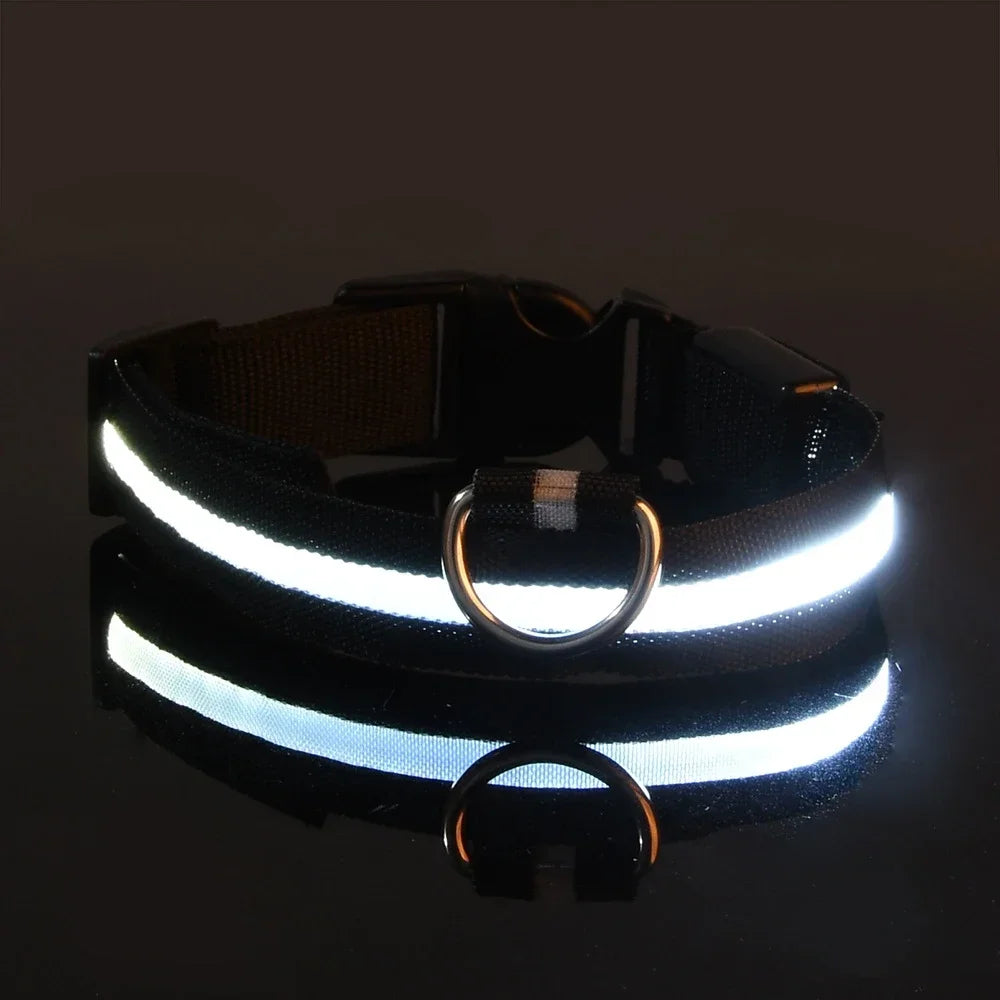 NONECN Nylon LED Night Safety Dog Collar For Pets Luminous