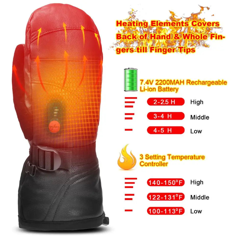 Savior Heat Heated Waterproof Touchscreen Ski Gloves for Winter Sports