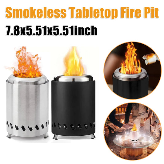 Alloet Smokeless Tabletop Fire Pit Stainless Steel Indoor Outdoor