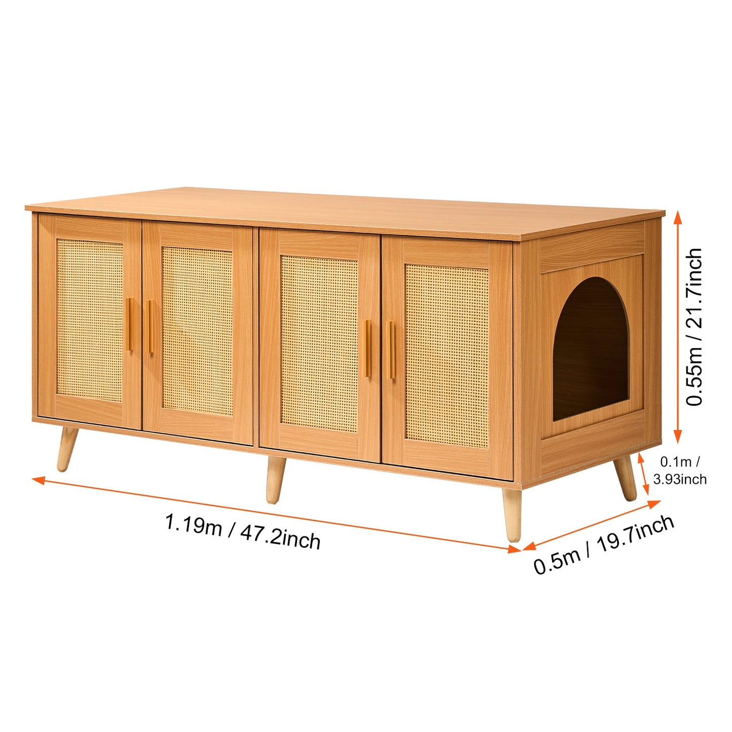 SucceBuy Wooden Cat Litter Box Enclosure For Two Cats
