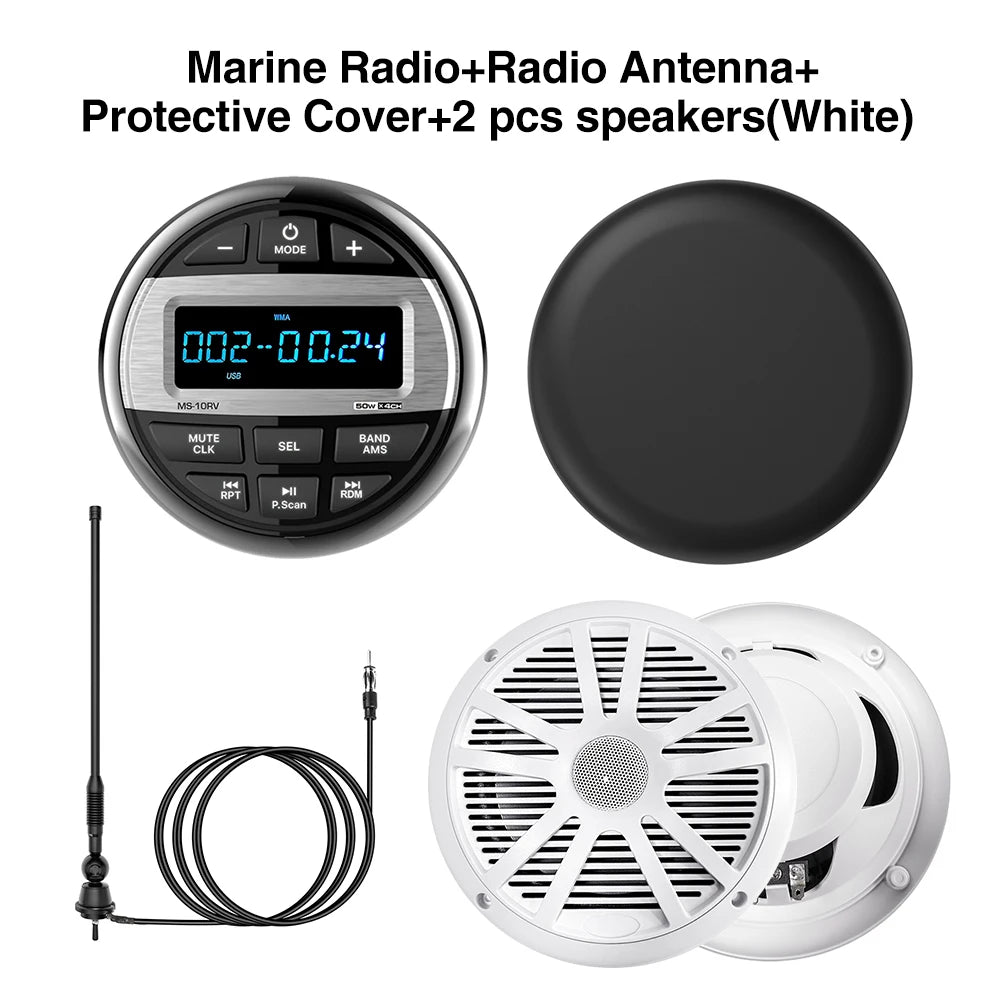 Akamate MS10RV Marine Boat Radio System Bluetooth MP3 Receiver