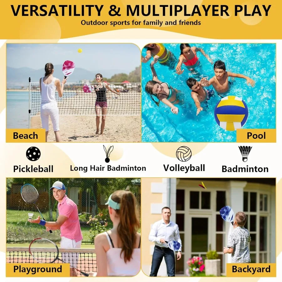 OLOEY Outdoor Volleyballs And Badminton Combo Set With Rackets
