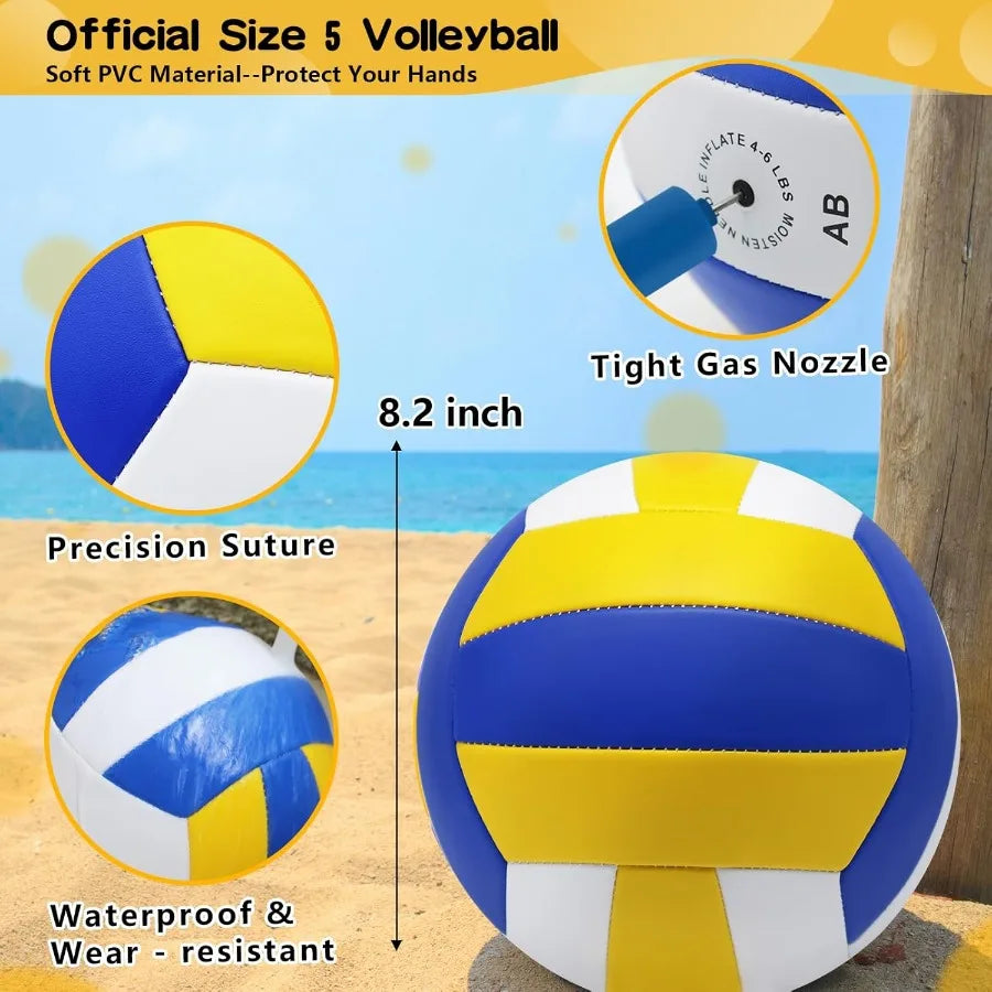 OLOEY Outdoor Volleyballs And Badminton Combo Set With Rackets
