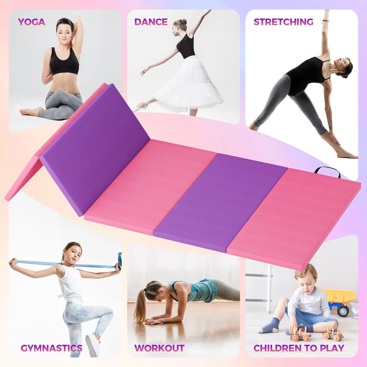 HiMISS Folding Gymnastics Tumbling Mat for Yoga and Home Fitness
