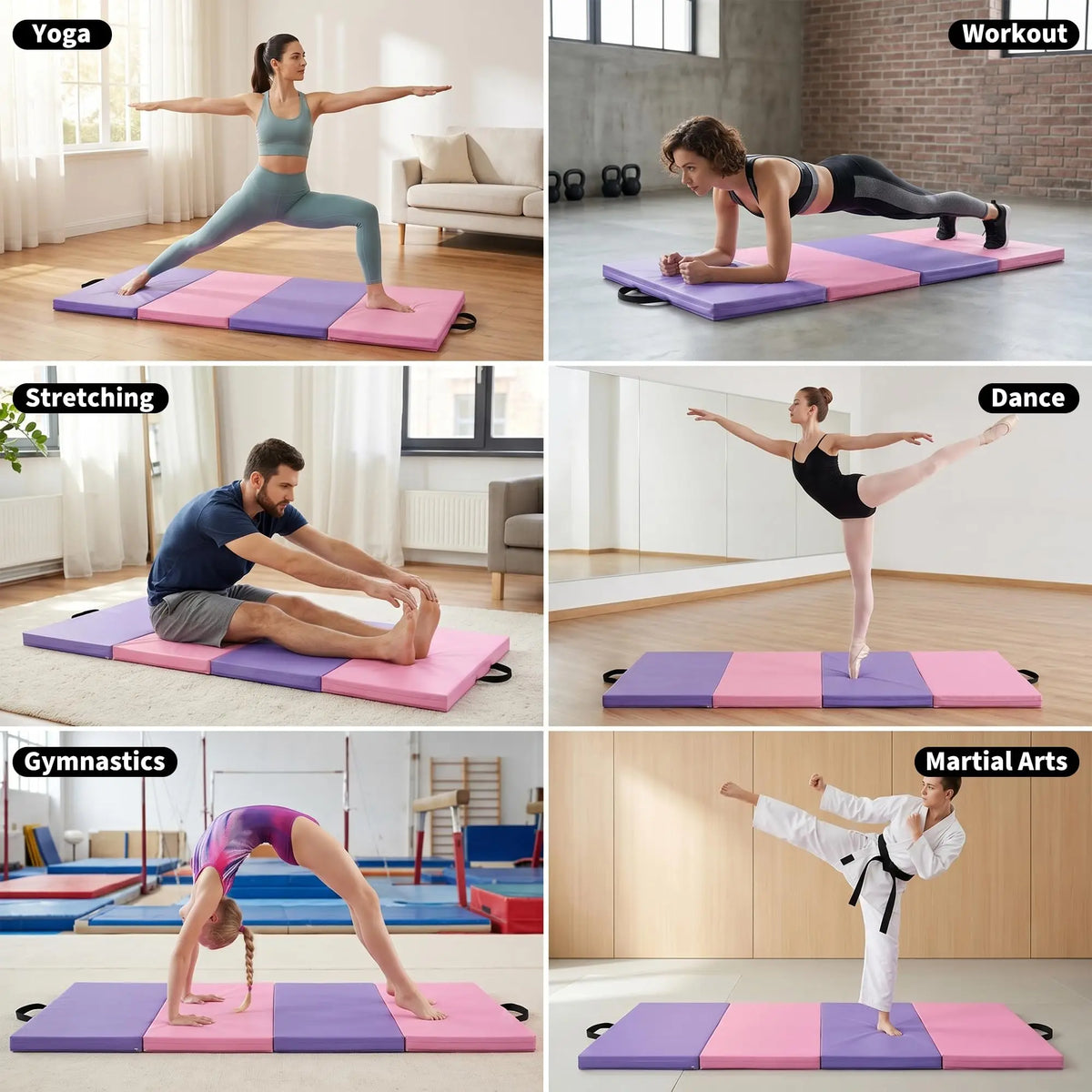 HiMISS Folding Gymnastics Mat for Home Gym Yoga and Tumbling Training