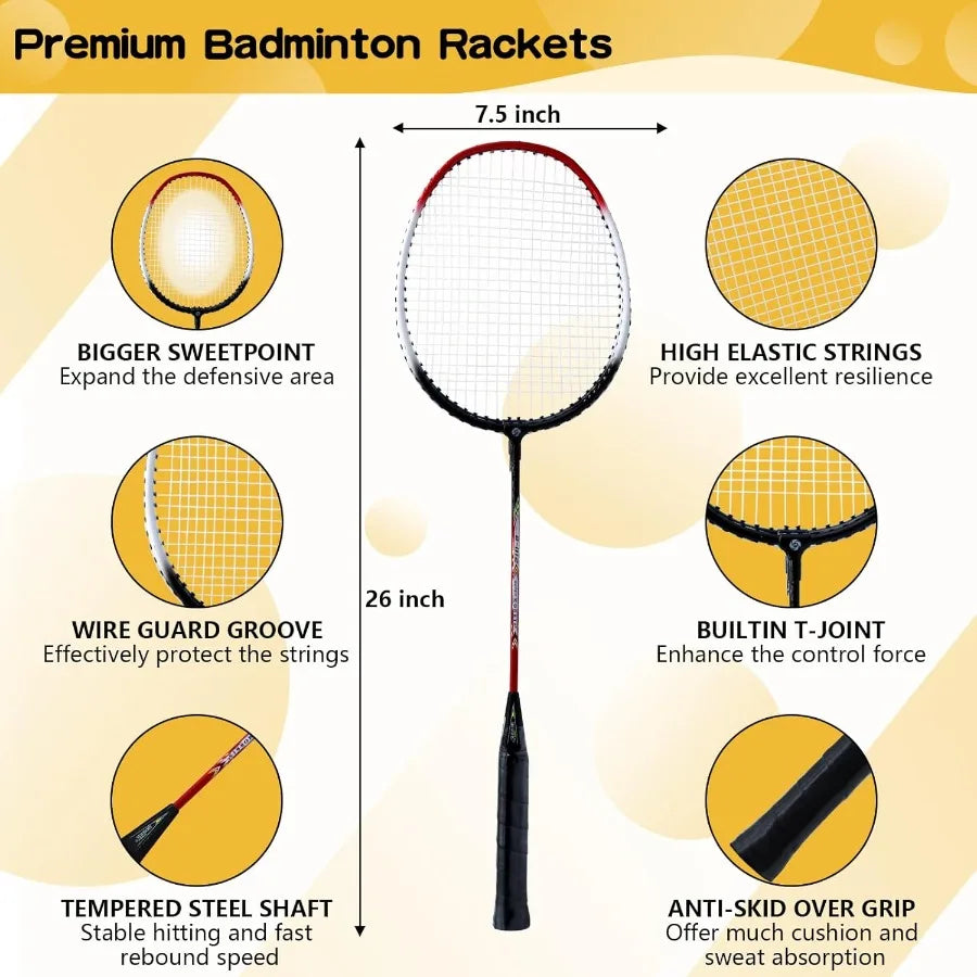 OLOEY Outdoor Volleyballs And Badminton Combo Set With Rackets