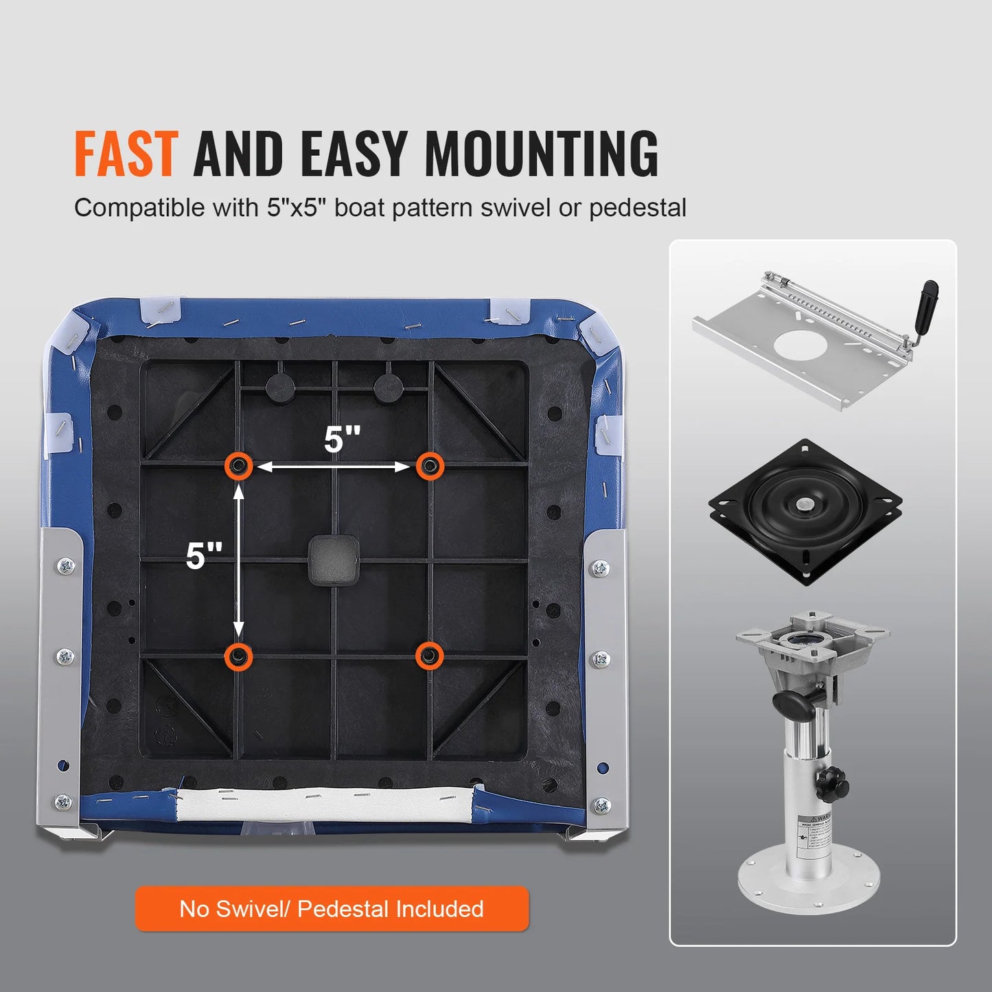 SucceBuy Low Back Boat Seat Folding Captain Chair With Padding