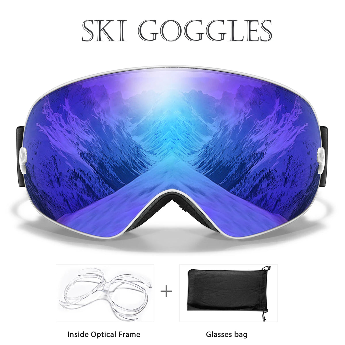 UV400 Anti Fog Snowboard Ski Goggles With Optical Frame