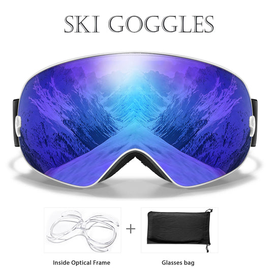 UV400 Anti Fog Snowboard Ski Goggles With Optical Frame