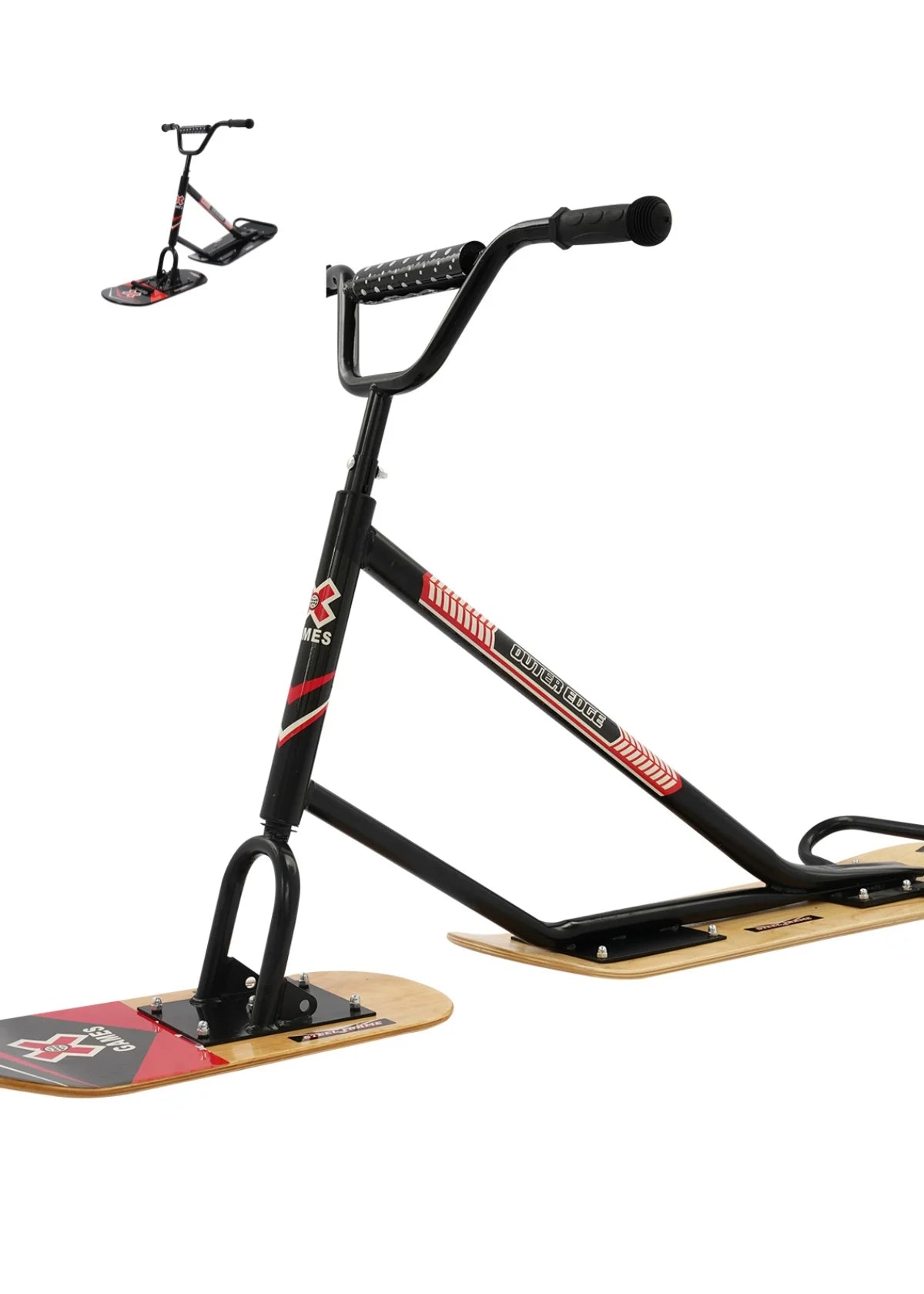 Snow Scooter Skateboard With 360 Degree Steering And Dual Skis