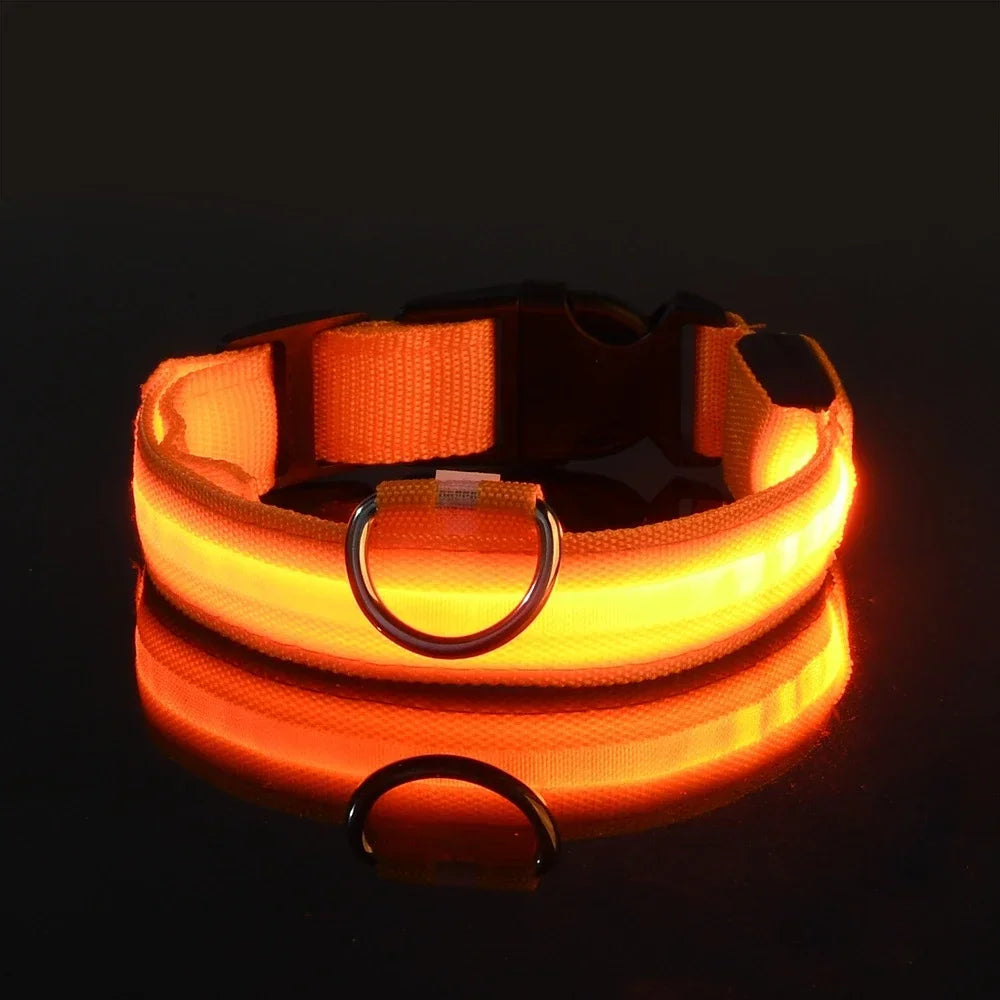 NONECN Nylon LED Night Safety Dog Collar For Pets Luminous
