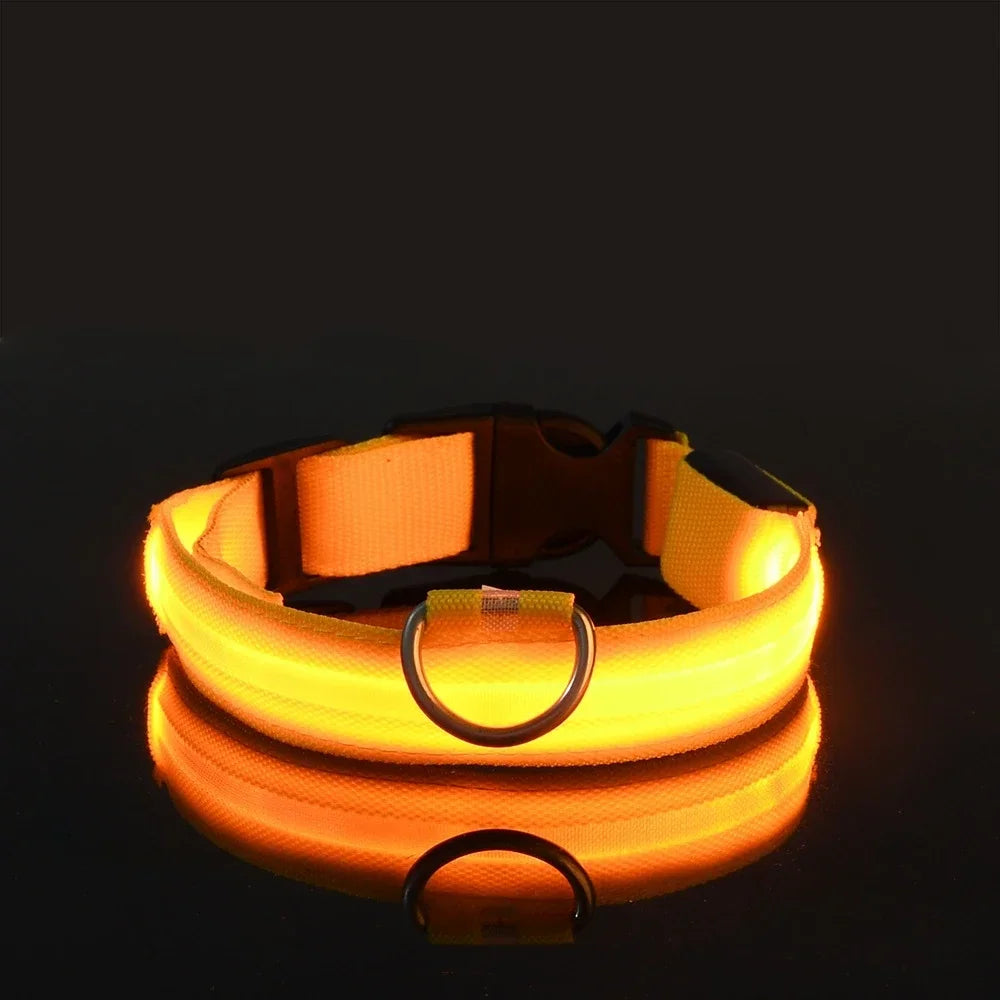 NONECN Nylon LED Night Safety Dog Collar For Pets Luminous