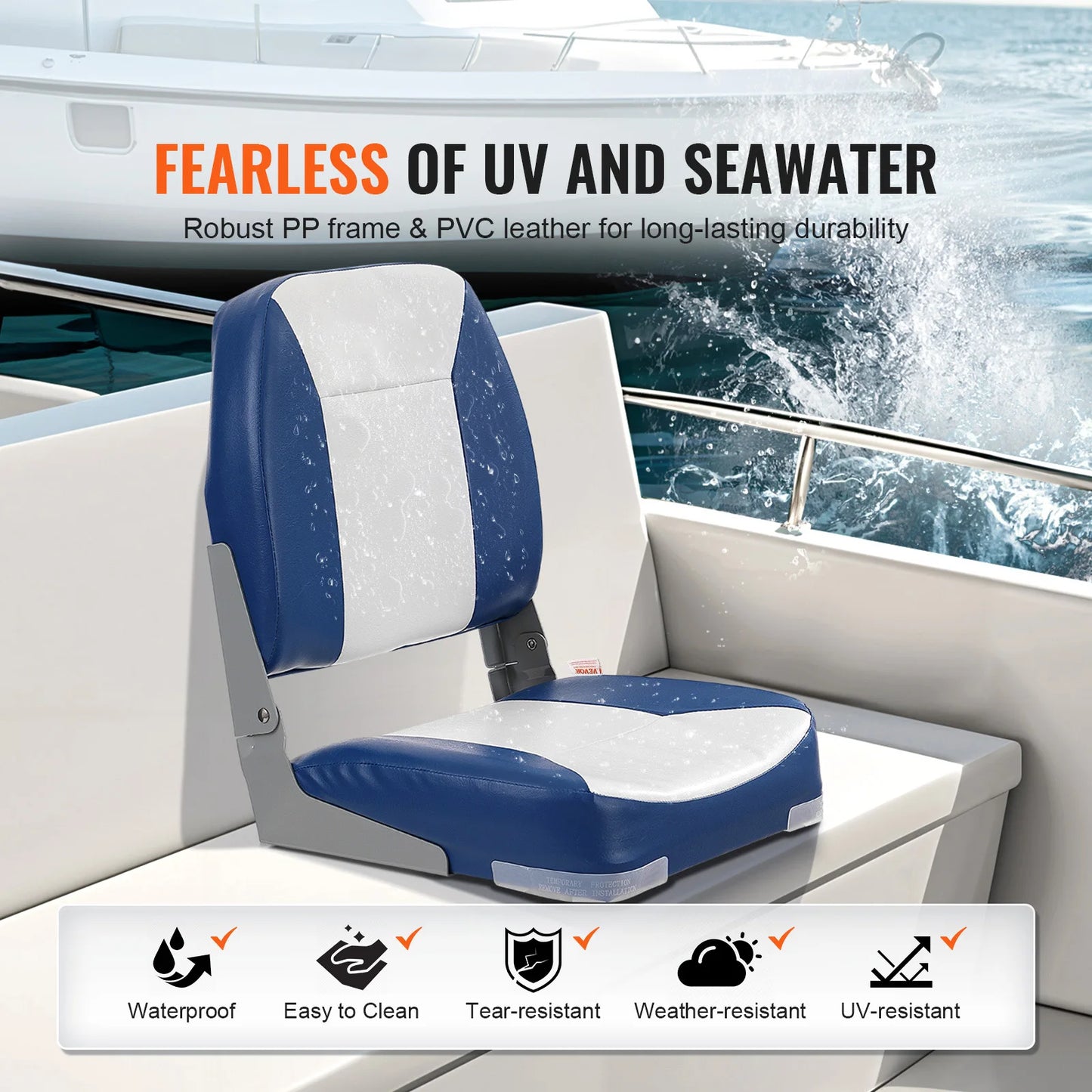 SucceBuy Low Back Boat Seat Folding Captain Chair With Padding