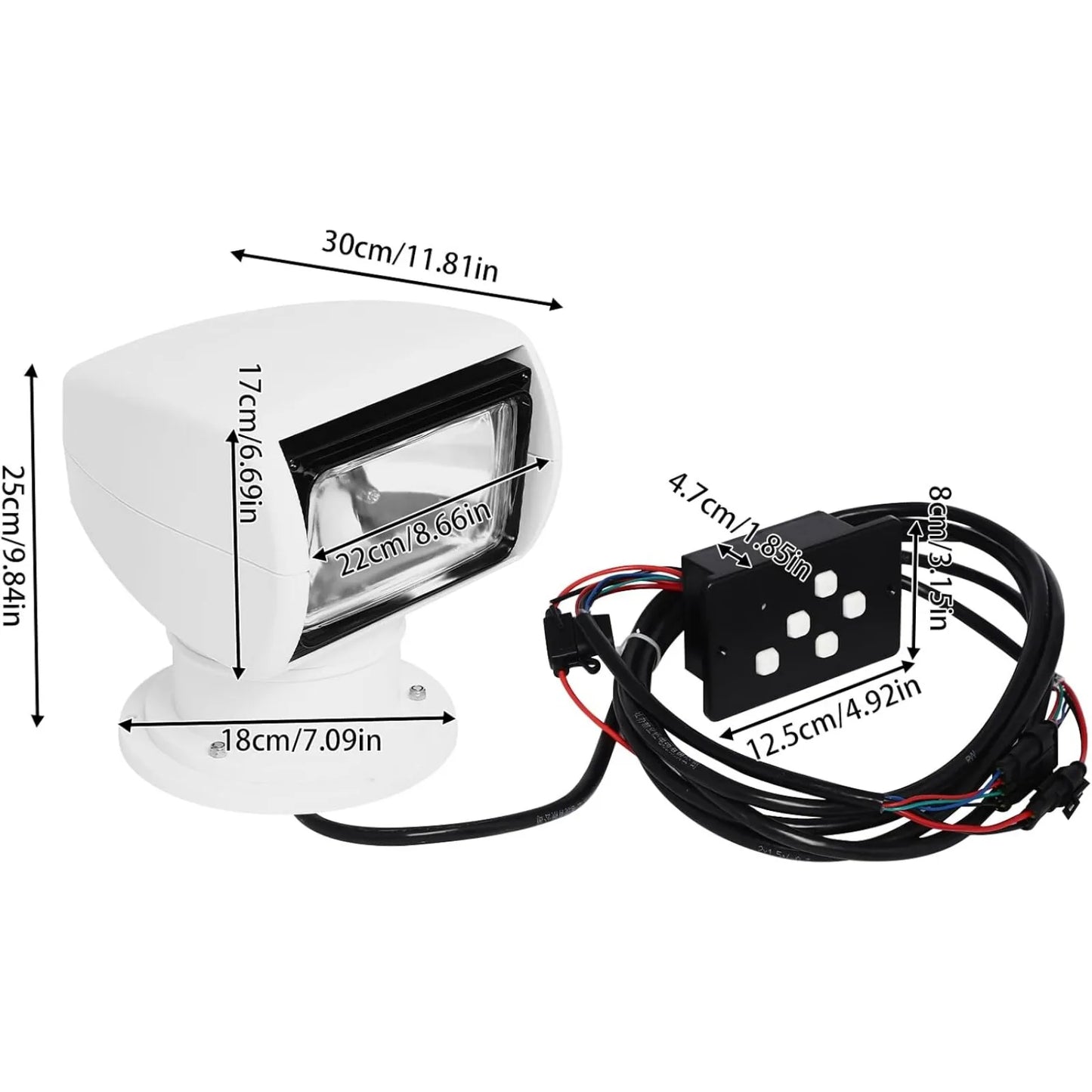 Boat Spotlight 100W Halogen Search Light For Boats And Vehicles Remote Control