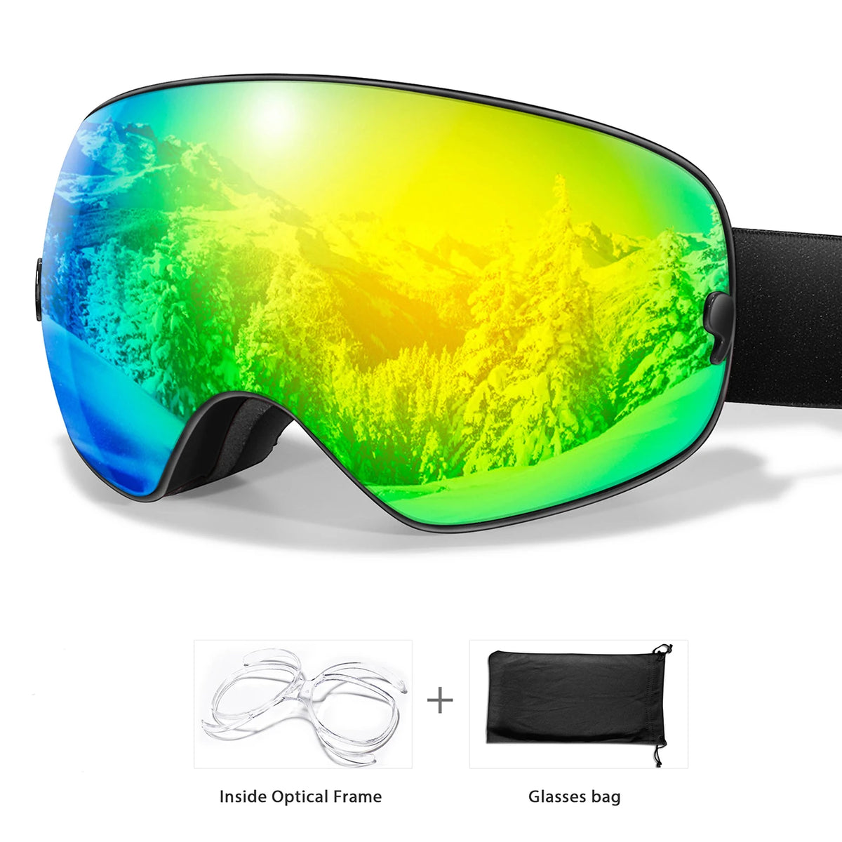 UV400 Anti Fog Snowboard Ski Goggles With Optical Frame