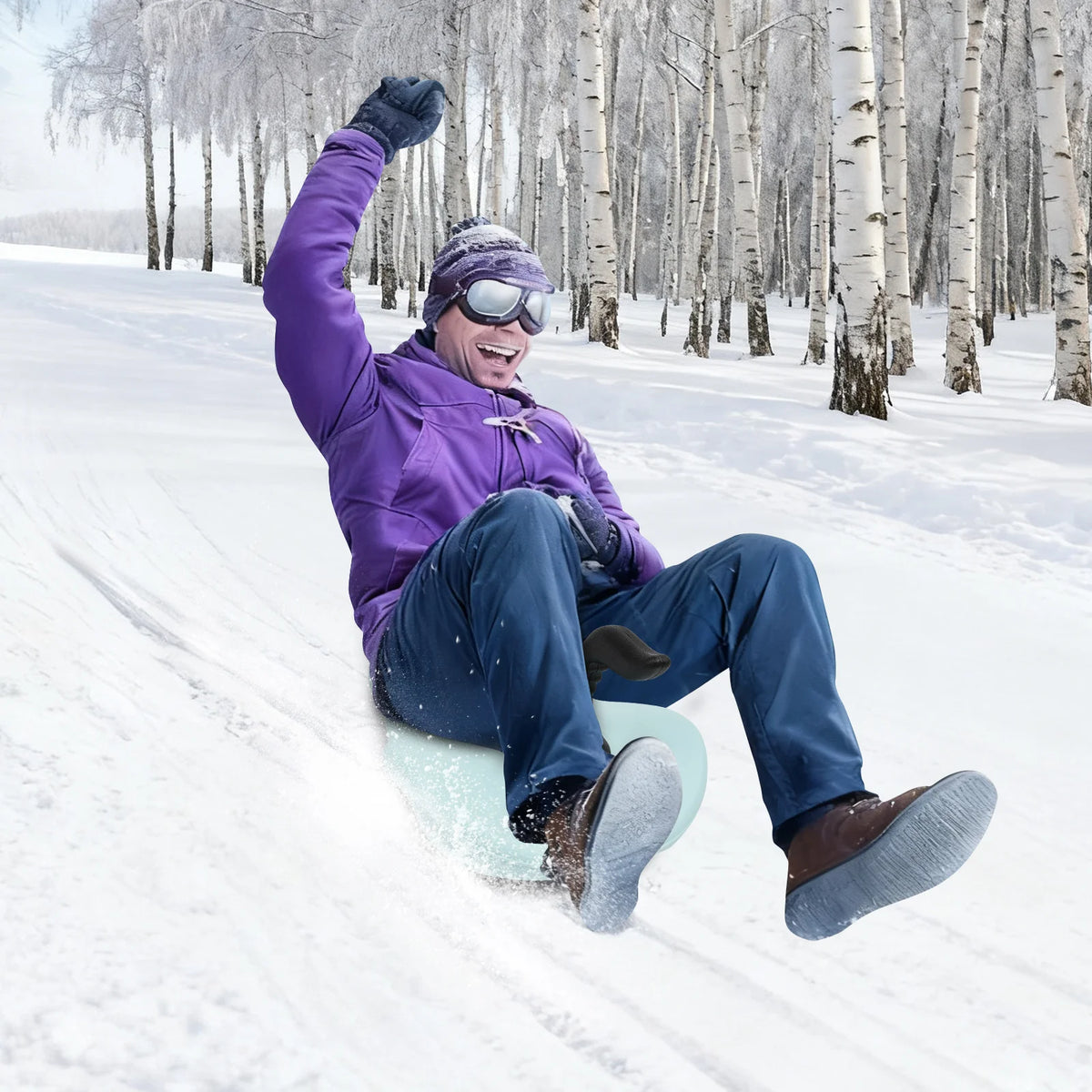 Ergonomic Snow Sled With Durable PE Base And Curved Handle