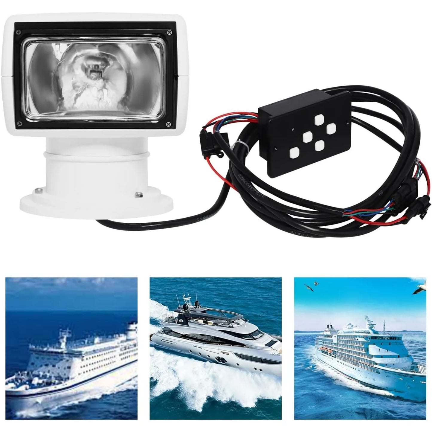 Boat Spotlight 100W Halogen Search Light For Boats And Vehicles Remote Control