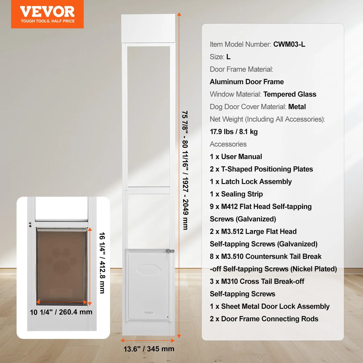 NONEDogDoor Sliding Glass Pet Door For Doors And Gates
