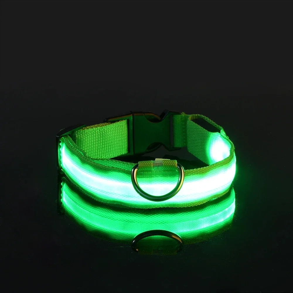 NONECN Nylon LED Night Safety Dog Collar For Pets Luminous
