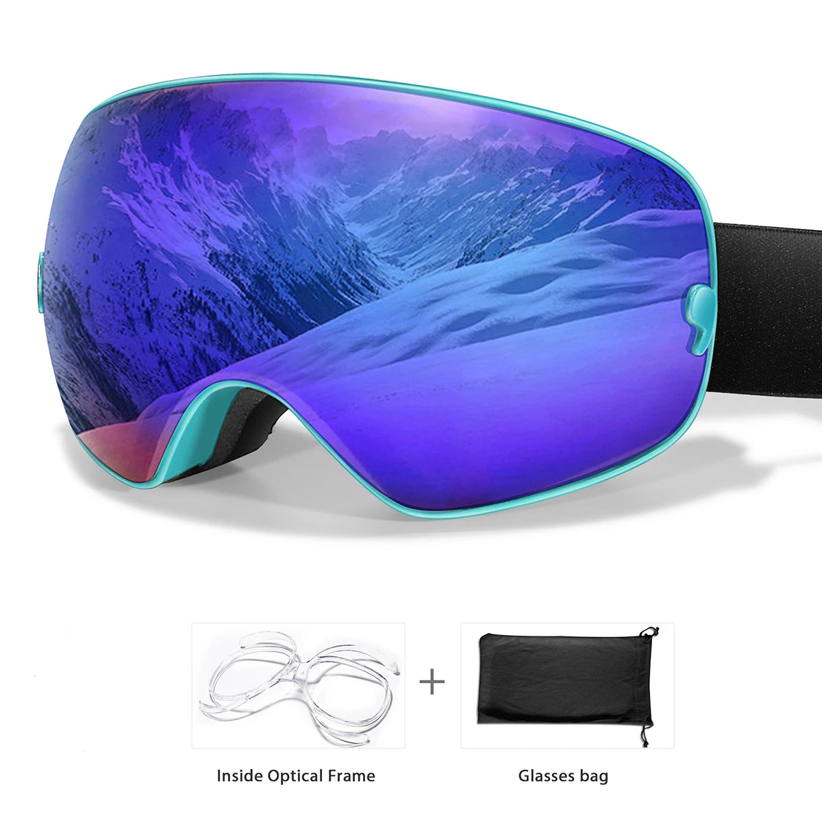 UV400 Anti Fog Snowboard Ski Goggles With Optical Frame