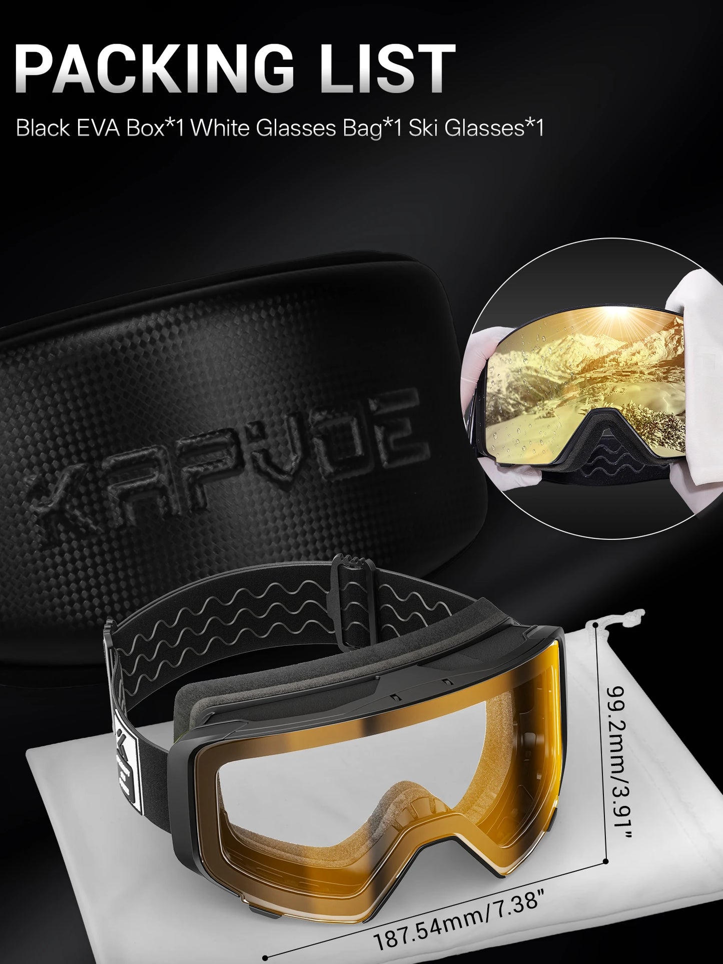 Kapvoe Outdoor Photochromic Ski Goggles UV400 Anti Fog Magnetic