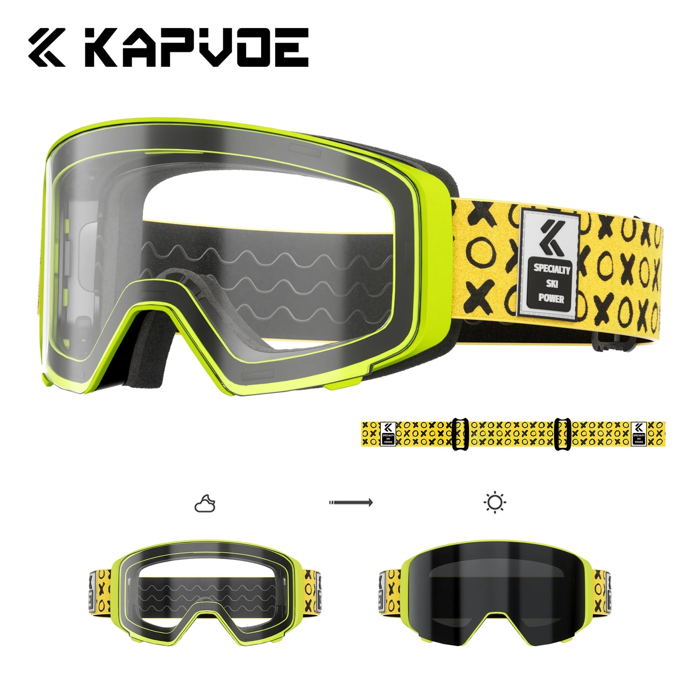 Kapvoe Outdoor Photochromic Ski Goggles UV400 Anti Fog Magnetic