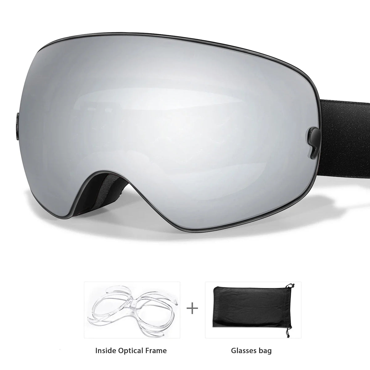 UV400 Anti Fog Snowboard Ski Goggles With Optical Frame