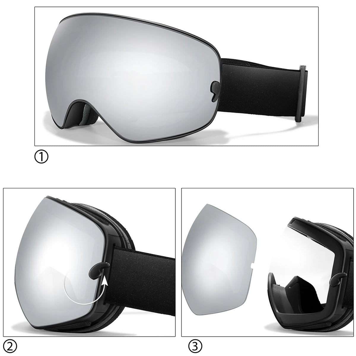 UV400 Anti Fog Snowboard Ski Goggles With Optical Frame